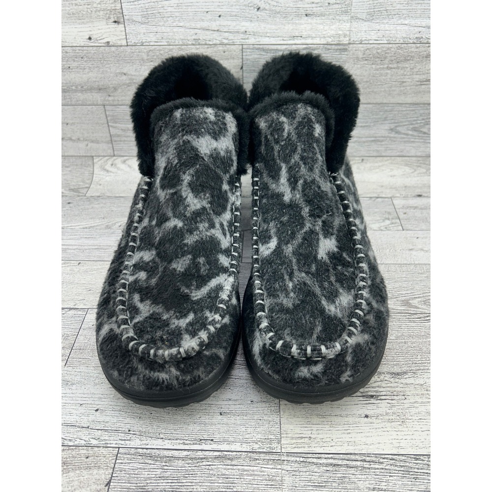 Hey Dude Denny Marble Leopard Grey Black Faux Fur Lined Ankle Boots Women Sz 10 - Picture 3 of 16